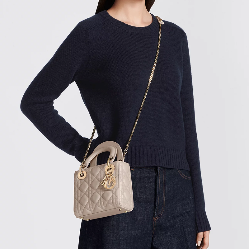 Mini Lady Chain Bag in Quilted Cannage Lambskin with Original Logo