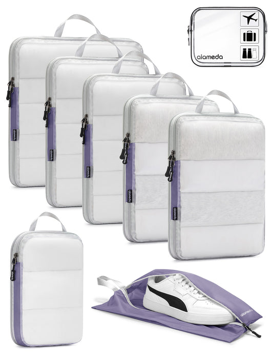 See Through Mesh Compression Packing Cubes Set of 8 - Purple