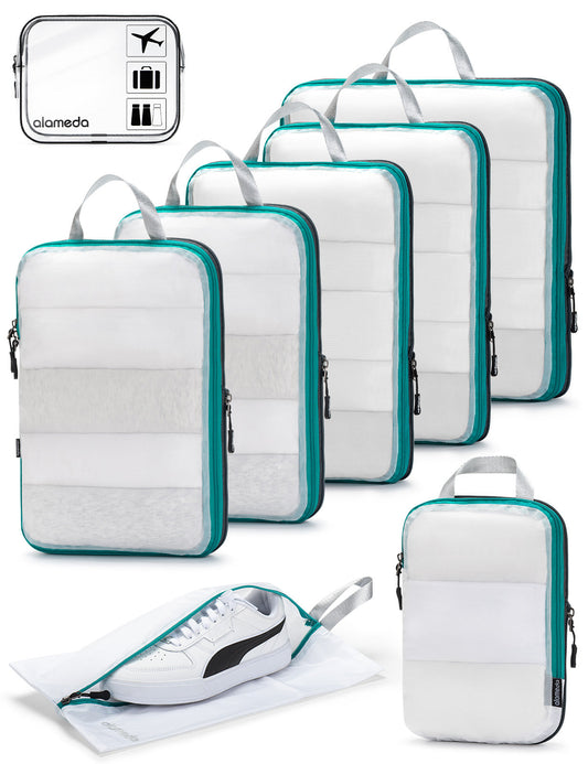 See-through Mesh Compression Packing Cubes Set of 8 - White