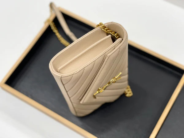 Beige Quilted Crossbody Bag