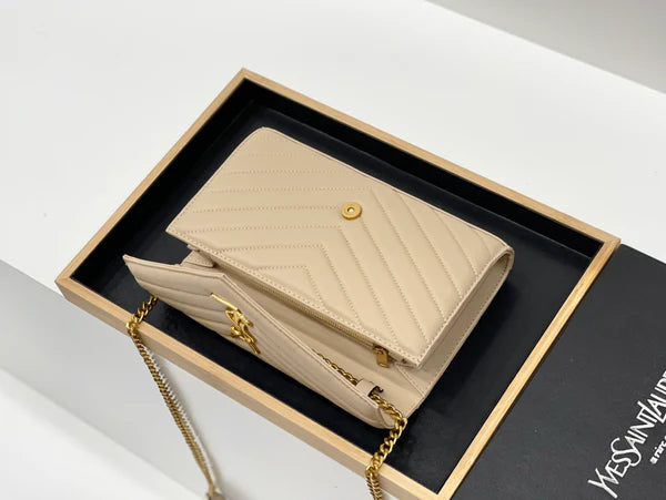 Beige Quilted Crossbody Bag
