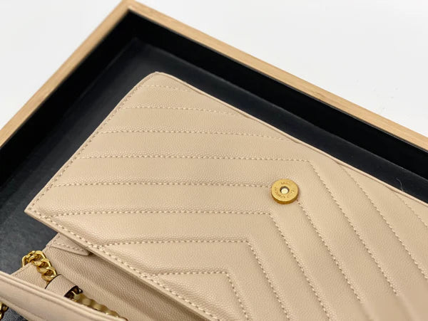 Beige Quilted Crossbody Bag