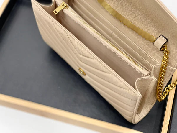 Beige Quilted Crossbody Bag