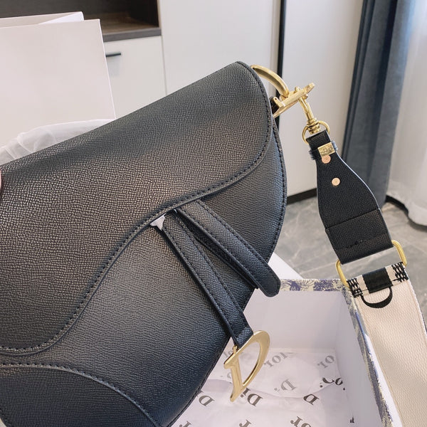 Black Saddle-Style Crossbody Bag