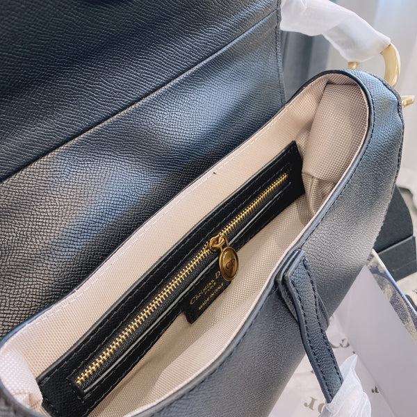 Black Saddle-Style Crossbody Bag