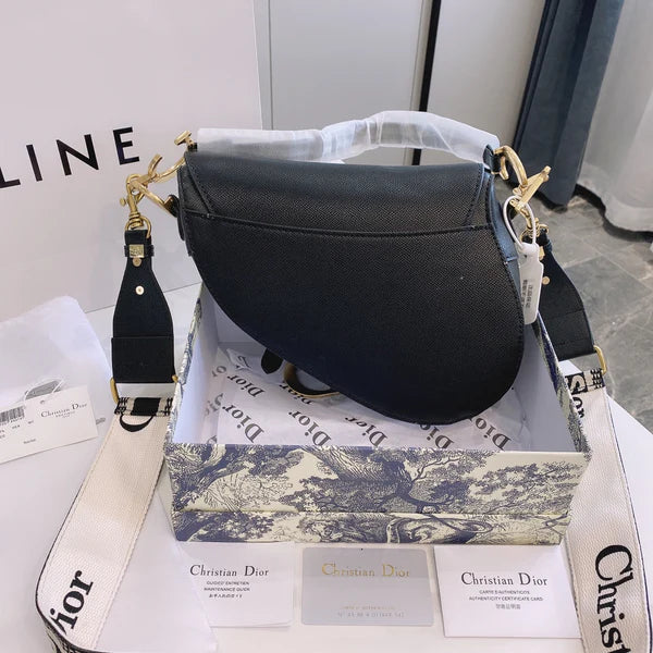 Black Saddle-Style Crossbody Bag