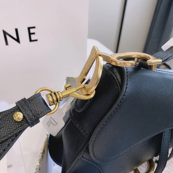 Black Saddle-Style Crossbody Bag