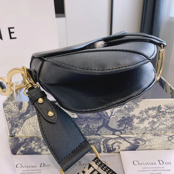 Black Saddle-Style Crossbody Bag