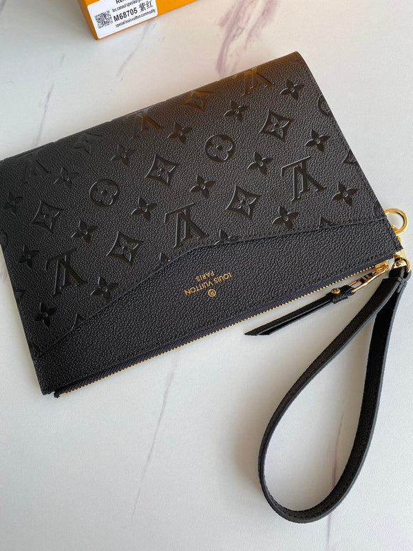 Elegant Black Monogram Wristlet Clutch