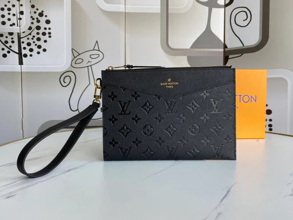 Elegant Black Monogram Wristlet Clutch