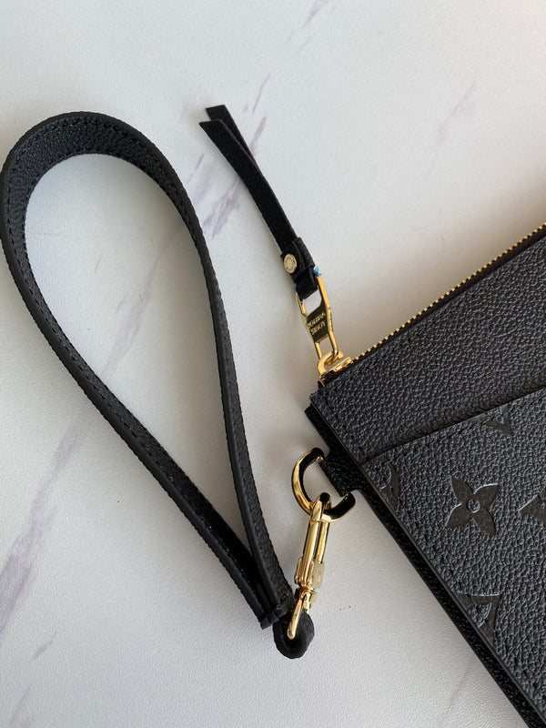 Elegant Black Monogram Wristlet Clutch