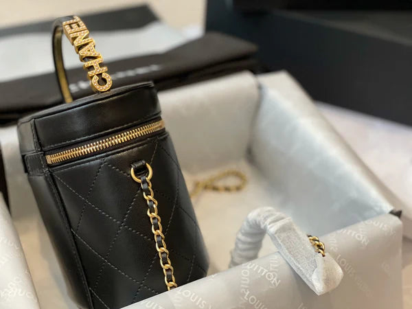 Mini Black Quilted Vanity Bag