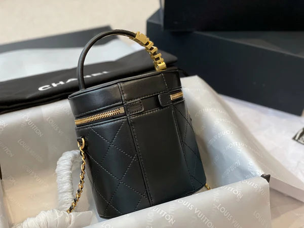 Mini Black Quilted Vanity Bag