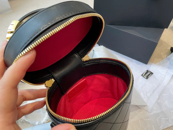 Mini Black Quilted Vanity Bag