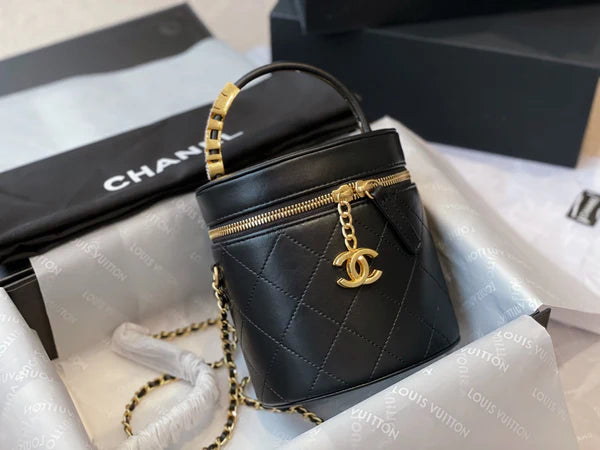 Mini Black Quilted Vanity Bag