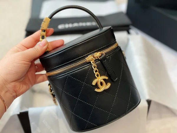Mini Black Quilted Vanity Bag