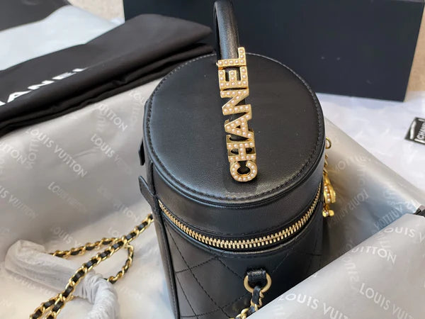 Mini Black Quilted Vanity Bag