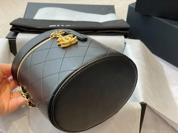 Mini Black Quilted Vanity Bag