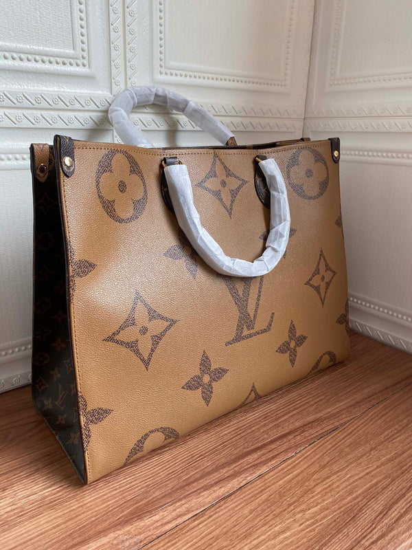 Oversized Tan Monogram Tote Bag