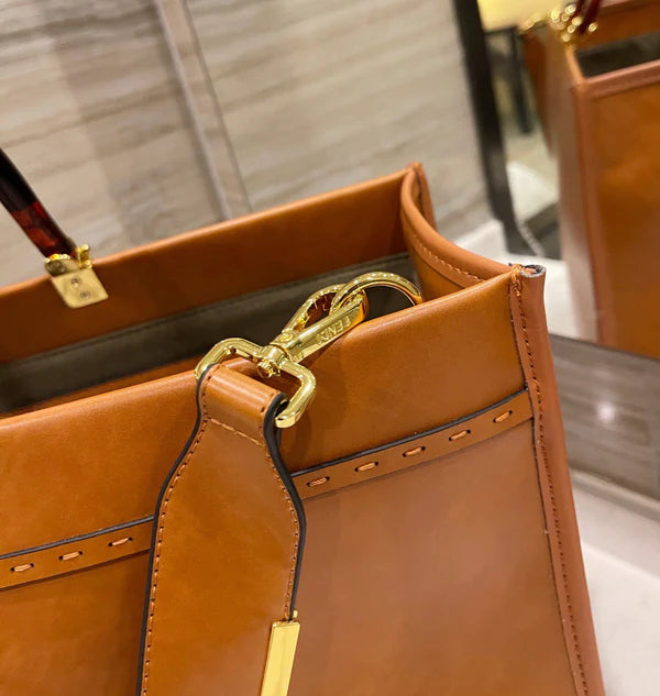 Stylish Oversized Tan Tote Bag with Bold Letter Strap