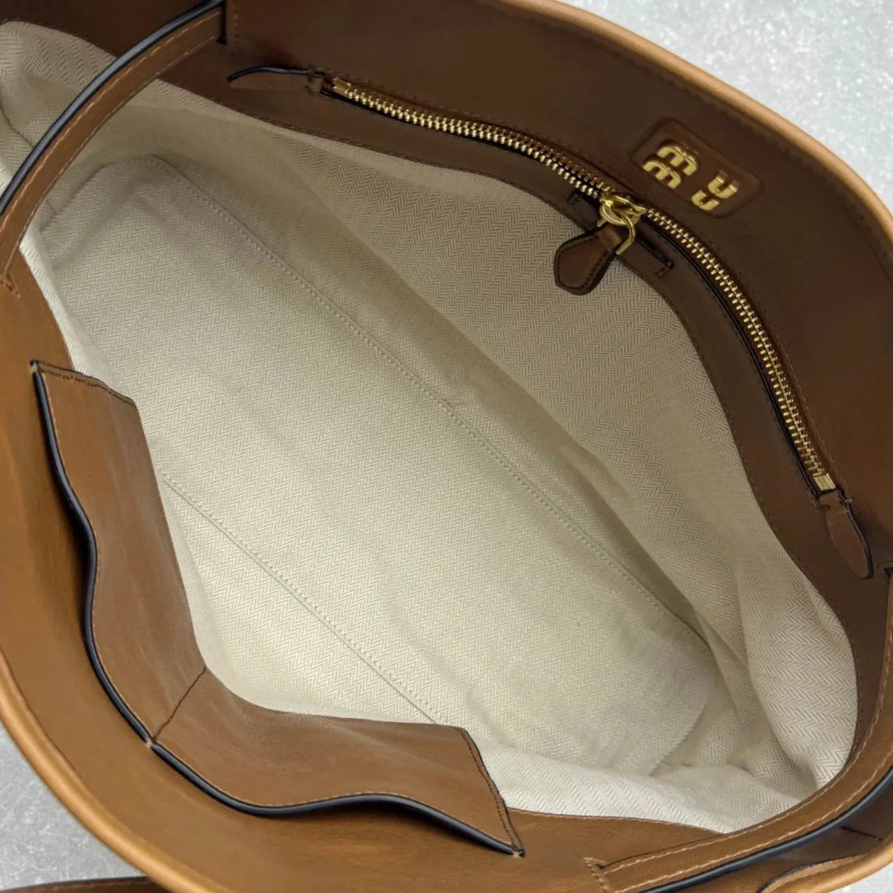 Classic Brown Leather Shoulder Handbag with Original Logo