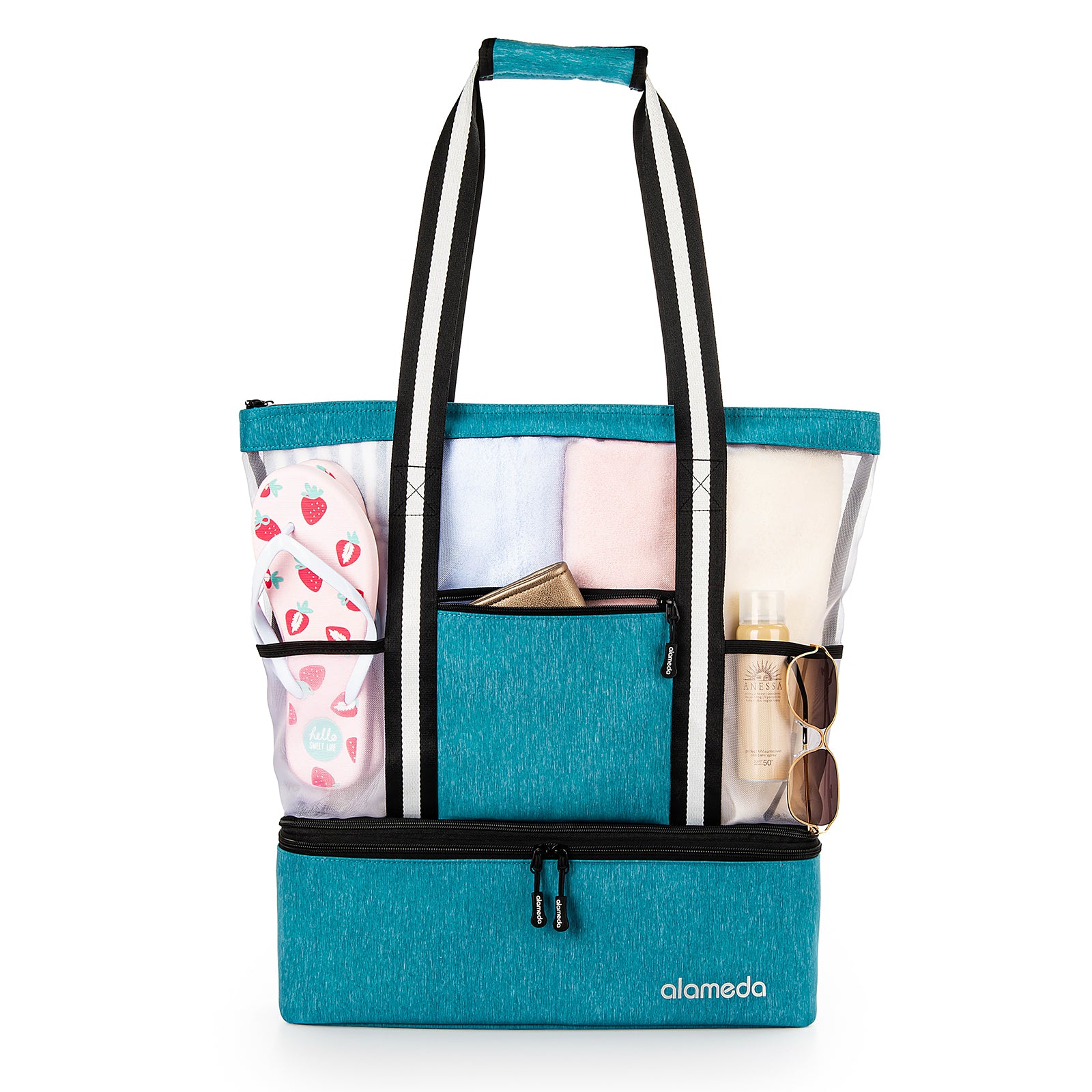 Alameda Mesh Tote Beach Bag - Cooler Bags Insulated for Travel