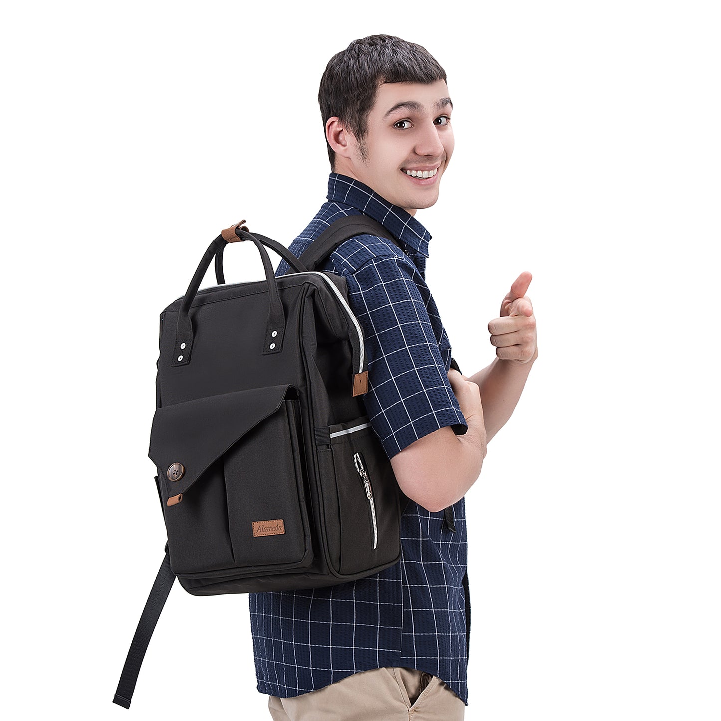 Alameda Diaper Bag Backpack - Shining Reflective Design, Black