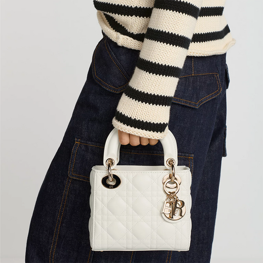 Mini Lady Chain Bag in Quilted Cannage Lambskin with Original Logo
