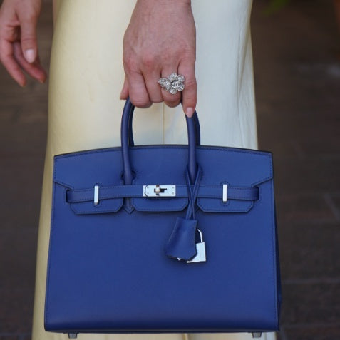 Blue Sapphire Birkin With Palladium Hardware with Original Logo