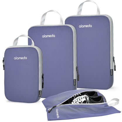 Compression Packing Cubes with Shoe Bag - Purple, 4 Pack