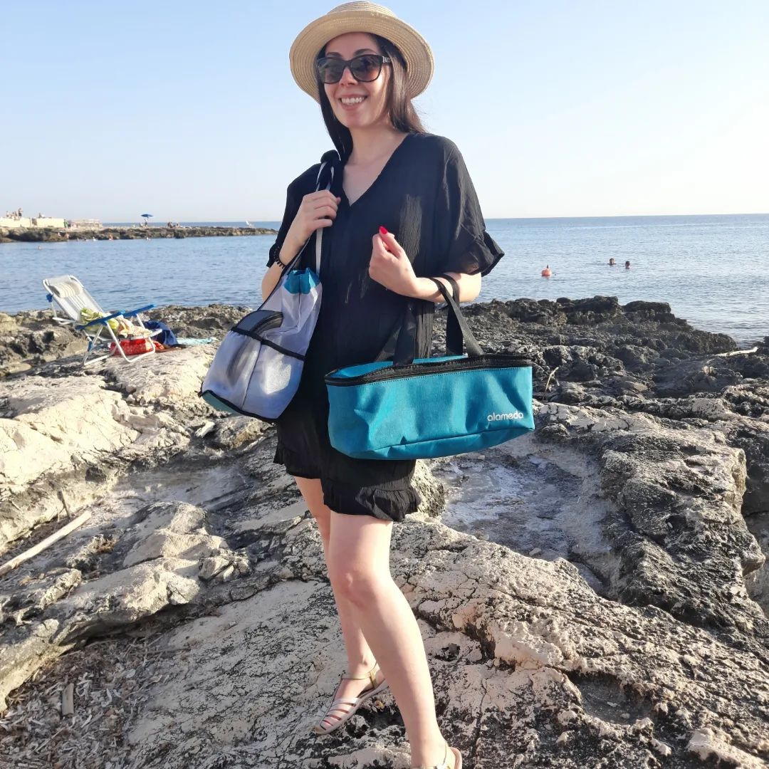 Alameda Mesh Tote Beach Bag - Cooler Bags Insulated for Travel, Zipper Top High Capacity Beach Pool Bag