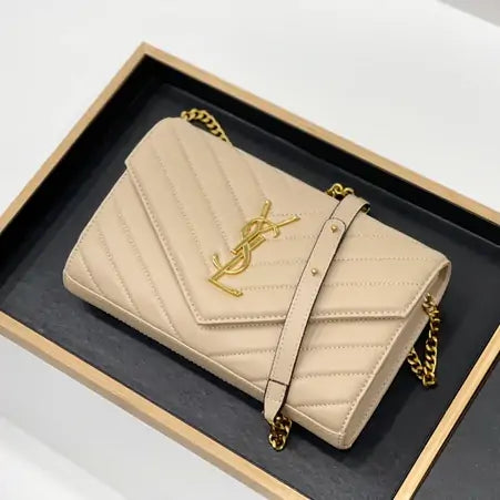 Beige Quilted Crossbody Bag