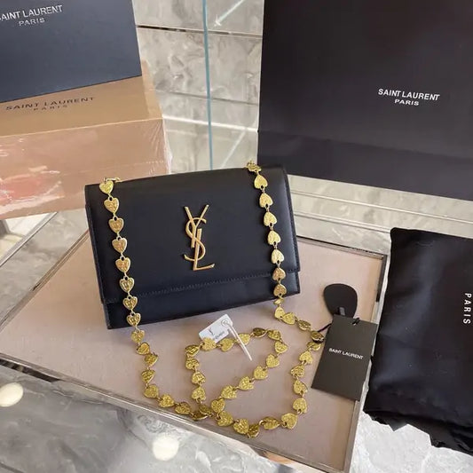 Black Desire Heart Chain Clutch Bag