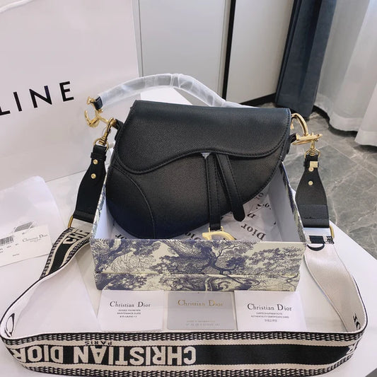 Black Saddle-Style Crossbody Bag