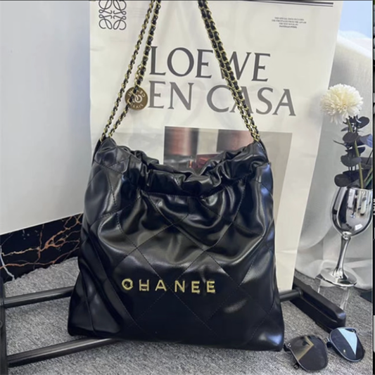 OHANEE - Calfskin Quilted Small Black Handbag