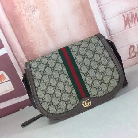 Classic Monogram Shoulder Bag with Stripe Detail