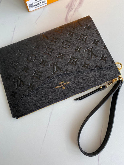 Elegant Black Monogram Wristlet Clutch