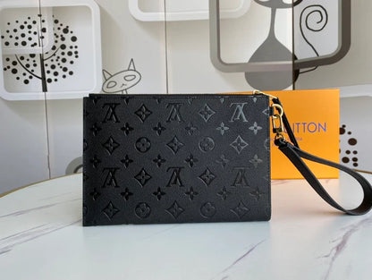 Elegant Black Monogram Wristlet Clutch