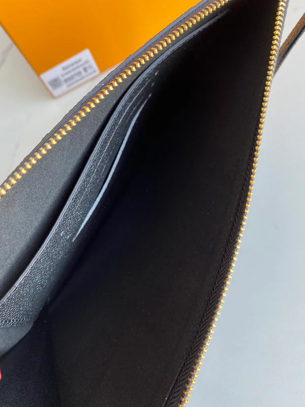 Elegant Black Monogram Wristlet Clutch