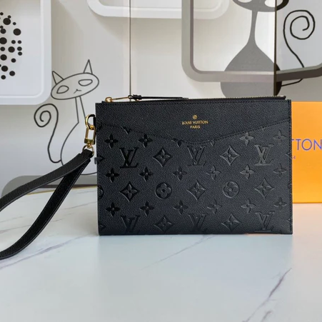 Elegant Black Monogram Wristlet Clutch