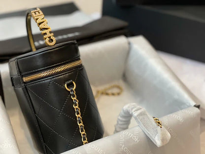 Mini Black Quilted Vanity Bag