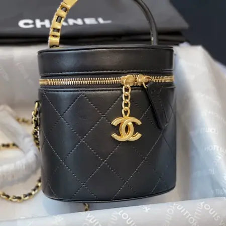 Mini Black Quilted Vanity Bag