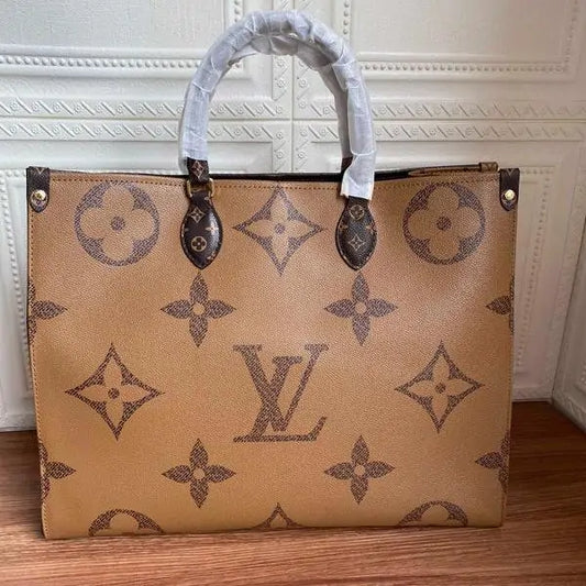 Oversized Tan Monogram Tote Bag