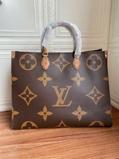 Oversized Tan Monogram Tote Bag