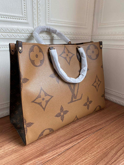 Oversized Tan Monogram Tote Bag