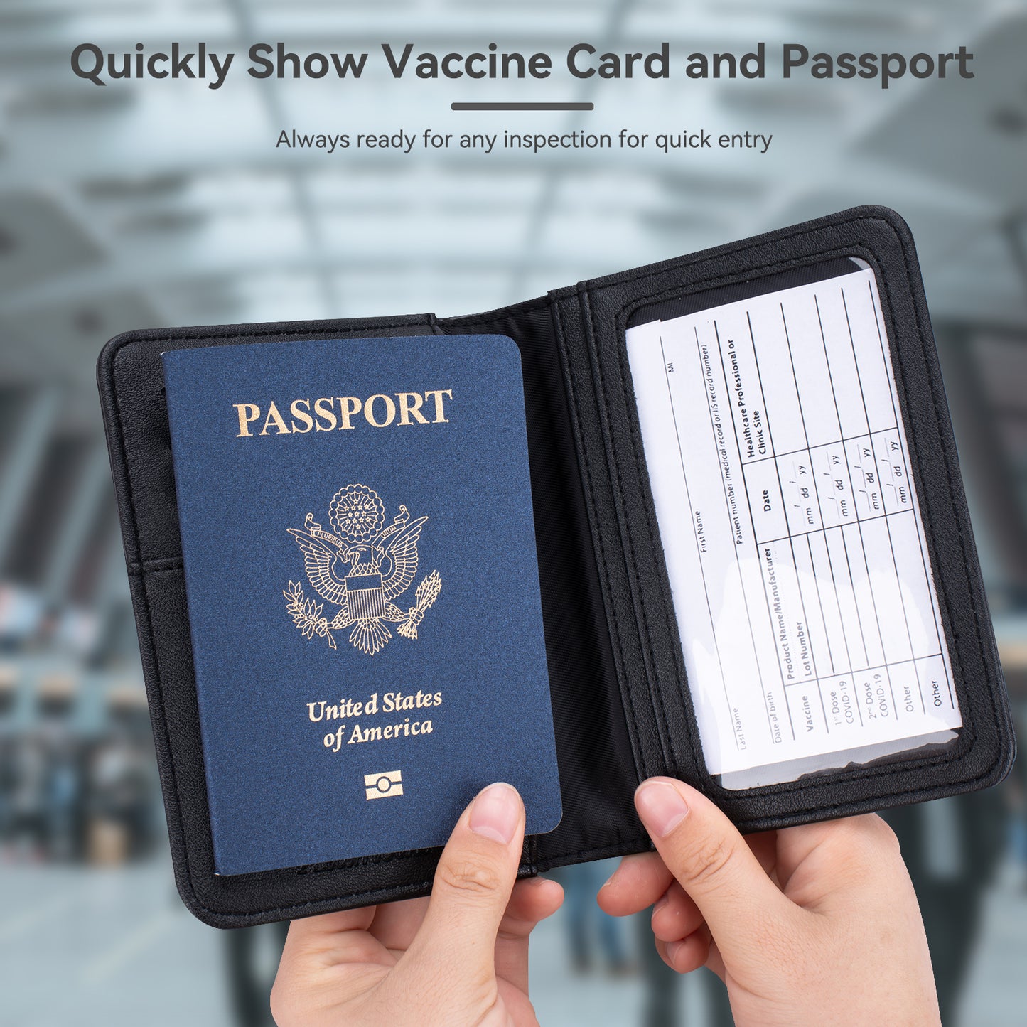 Passport and Vaccine Card Holder Combo, Alameda Carbon Fiber Passport Holder with Vaccine Card Slot, Travel Essentials Document Organizer Cover