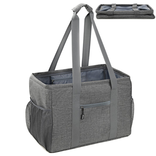 Alameda Standing Large Utility Tote Bag with Metal Wire Frame: Collapsible Tote with Reinforced Bottom and Sides, Structured, Heavy Duty, Sturdy