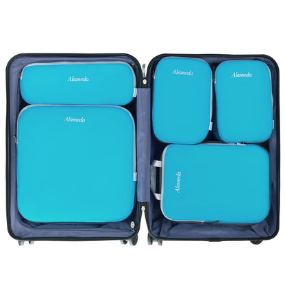 Packing Cube Set of 6 for Travel, Compression Bags Organizer for Luggage / Backpack, Sea Blue