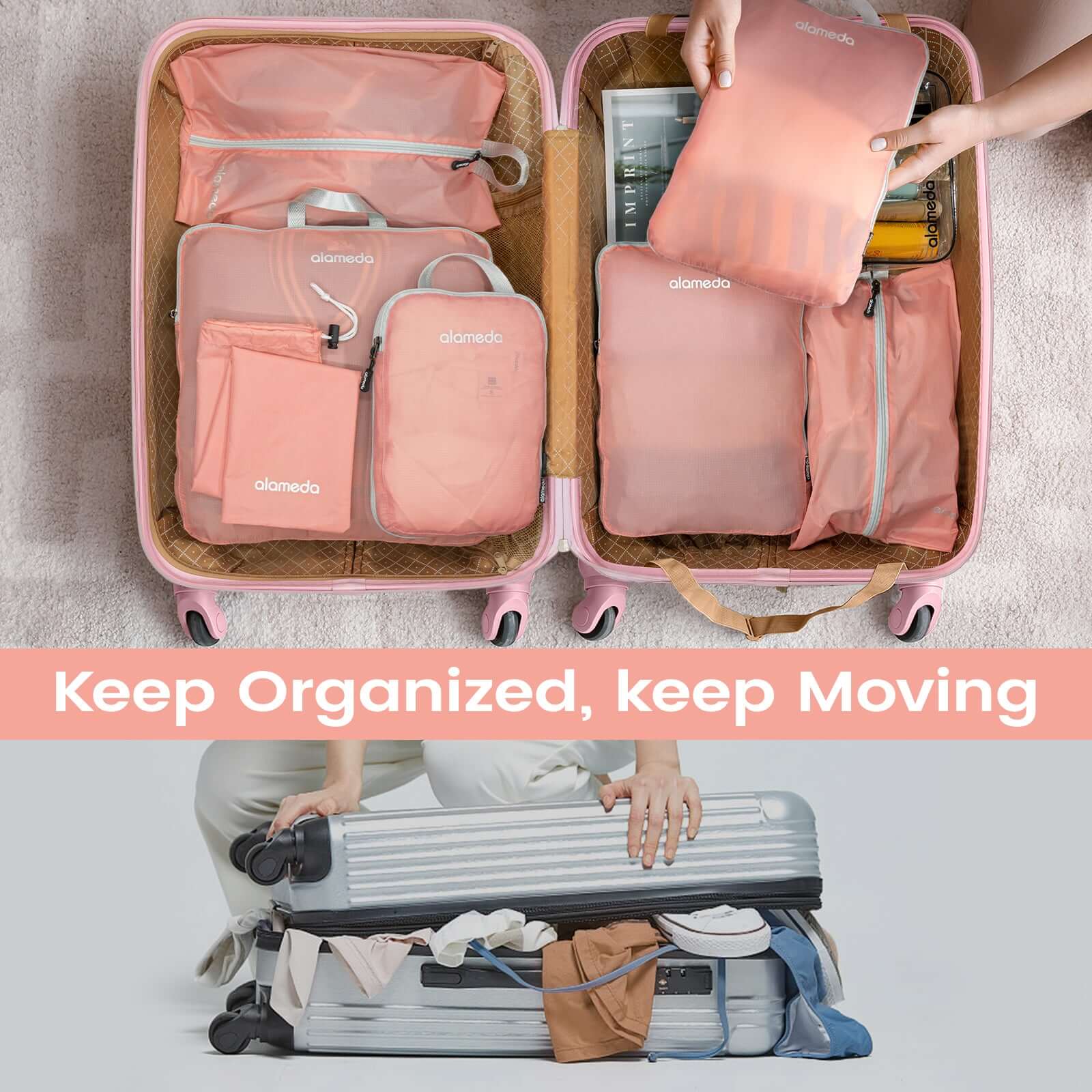 3/4PCS Compression Packing Cubes Suitcase Travel Essentials