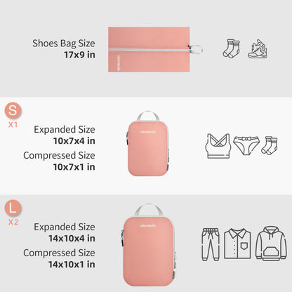 Compression Packing Cubes with Shoe Bag - Rose Quartz, 4 Pack
